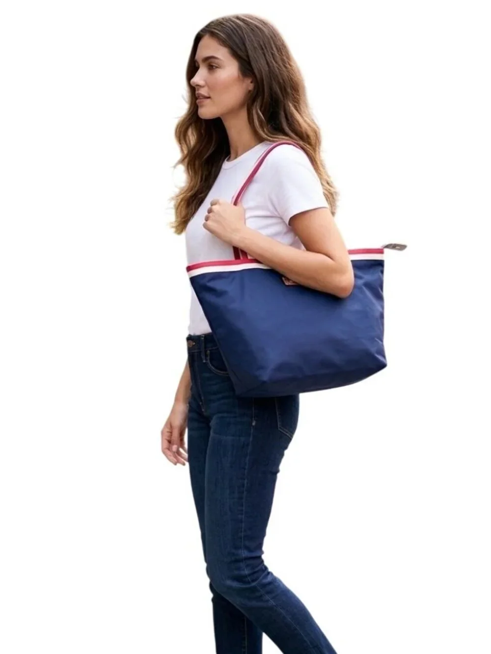 Kate Spade New York Nautical Blue Canvas Tote Bag Purse Travel Beach Resort